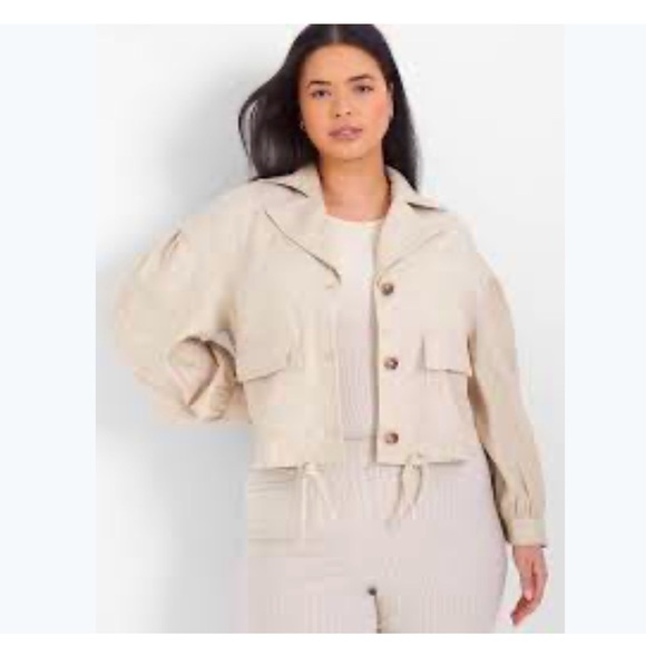 Lane Bryant size 24 Linen Women's Oatmeal Jacket by Free People.  New with tags - Picture 1 of 8